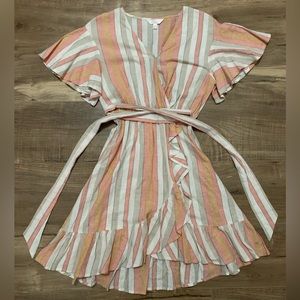 LAUREN CONRAD pink and white dress with ruffles!